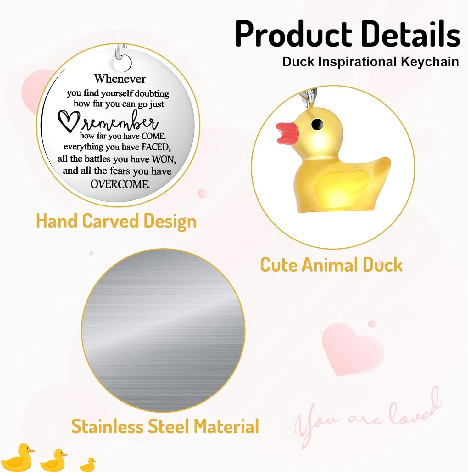 Inspirational Keychain Funny Ducking Key Chain Lucky Duck Charms Novelty Gifts