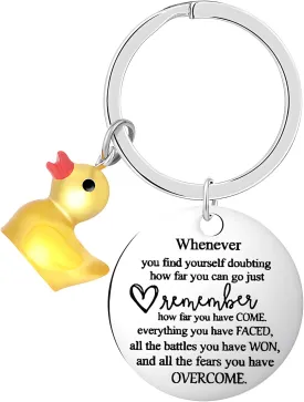 Inspirational Keychain Funny Ducking Key Chain Lucky Duck Charms Novelty Gifts