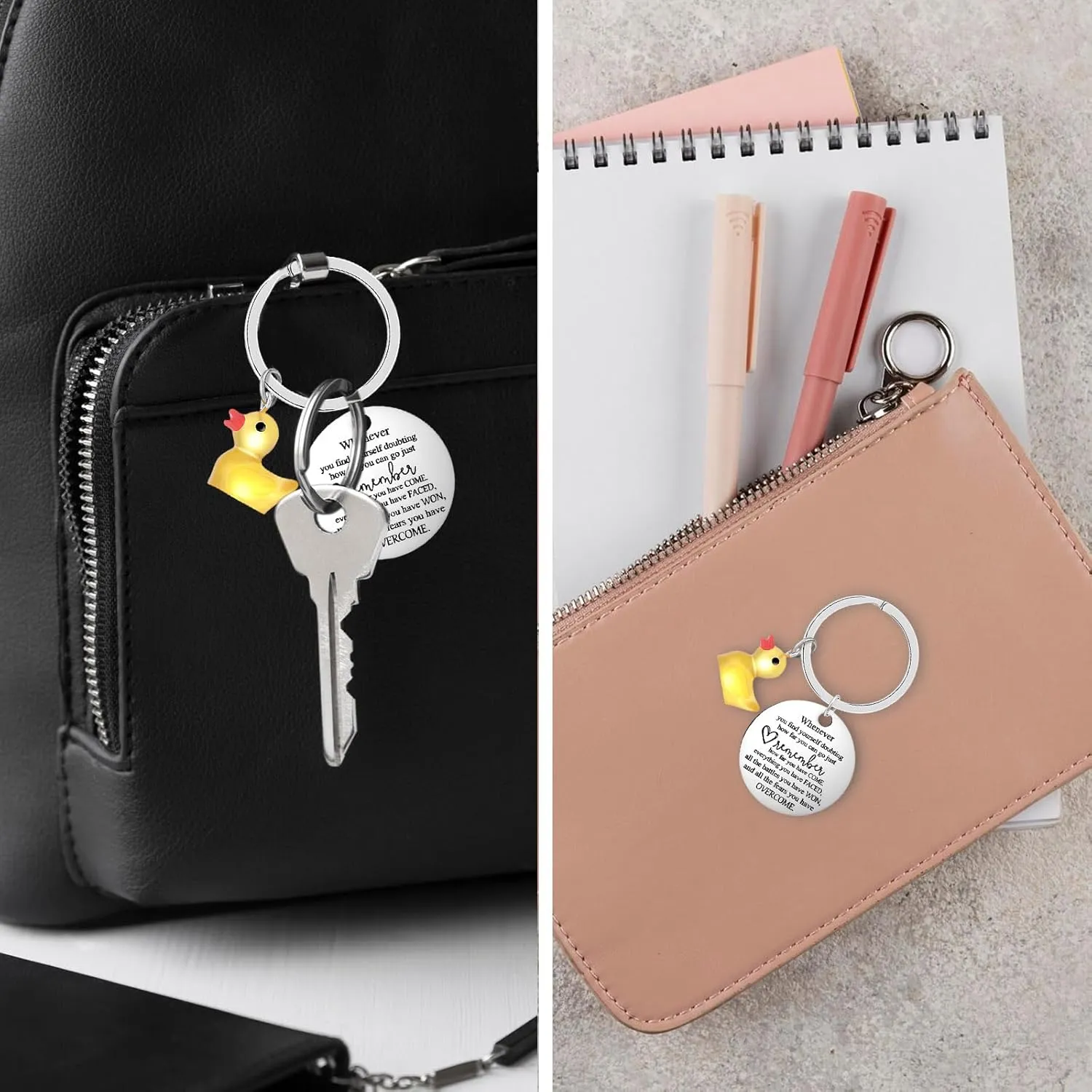 Inspirational Keychain Funny Ducking Key Chain Lucky Duck Charms Novelty Gifts