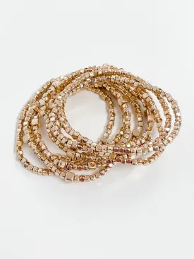 Jana - Gold Square Beaded Bracelet Set
