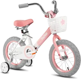 JOYSTAR Vintage Kids Bike with Training Wheels & Basket, 12 14 16 20 24 Inch Girls Bike for 2-14 Years Old, Multiple Colors