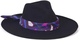 Lack of Color Women's Melodic Wide-Brimmed Wool Fedora with Scarf Trim