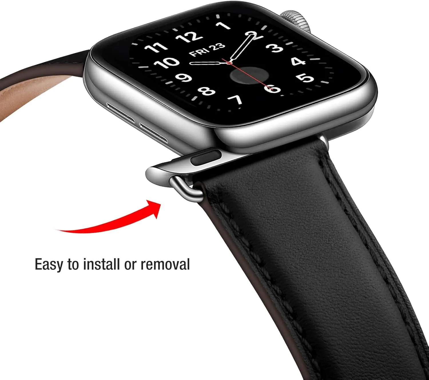 Leather Bands Compatible with Apple Watch Band 38mm 40mm 41mm 42mm 44mm 45mm 46mm 49mm, Genuine Leather Wristband Starp for iWatch SE Series 10 9 8 7 6 5 4 3 2 1 Ultra for Women Men