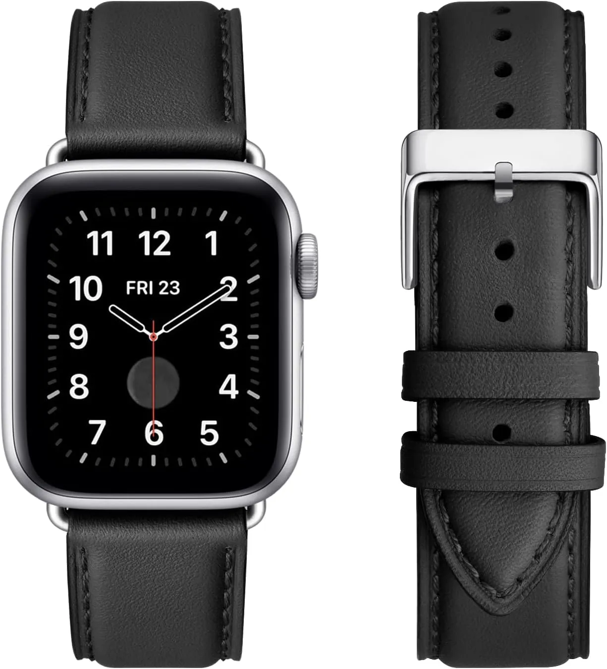 Leather Bands Compatible with Apple Watch Band 38mm 40mm 41mm 42mm 44mm 45mm 46mm 49mm, Genuine Leather Wristband Starp for iWatch SE Series 10 9 8 7 6 5 4 3 2 1 Ultra for Women Men