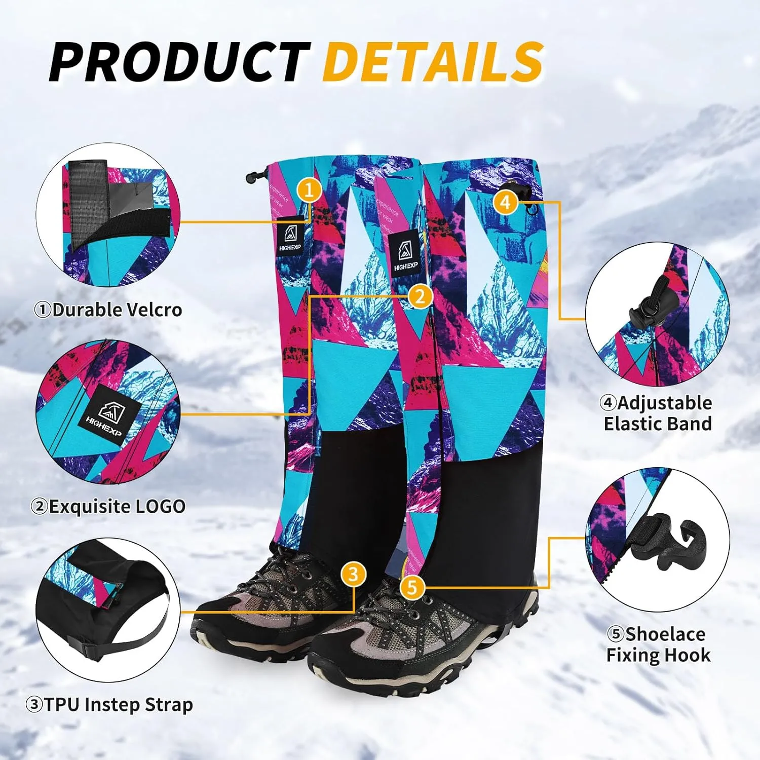 Leg Gaiters 100% Waterproof Adjustable Shoe Snow Boot Guard Gators for Hiking Shoe Cover Hunting Snowshoeing Climbing Walking for Women Men