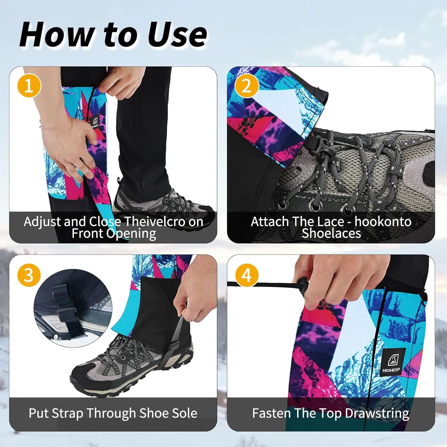 Leg Gaiters 100% Waterproof Adjustable Shoe Snow Boot Guard Gators for Hiking Shoe Cover Hunting Snowshoeing Climbing Walking for Women Men