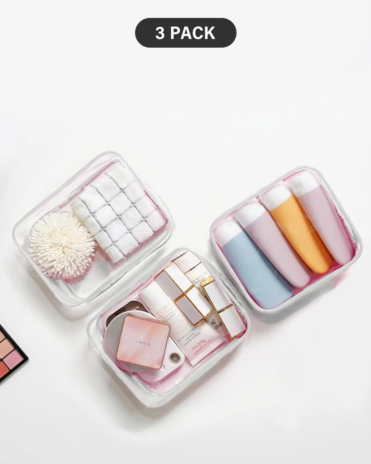 LETGO TSA Approved Toiletry Bag - Clear Makeup Bag Waterproof Quart Size Bag, Travel Makeup Cosmetic Bag for Women Travel Car Accessories Essentials for Men and Women (Clear-White)