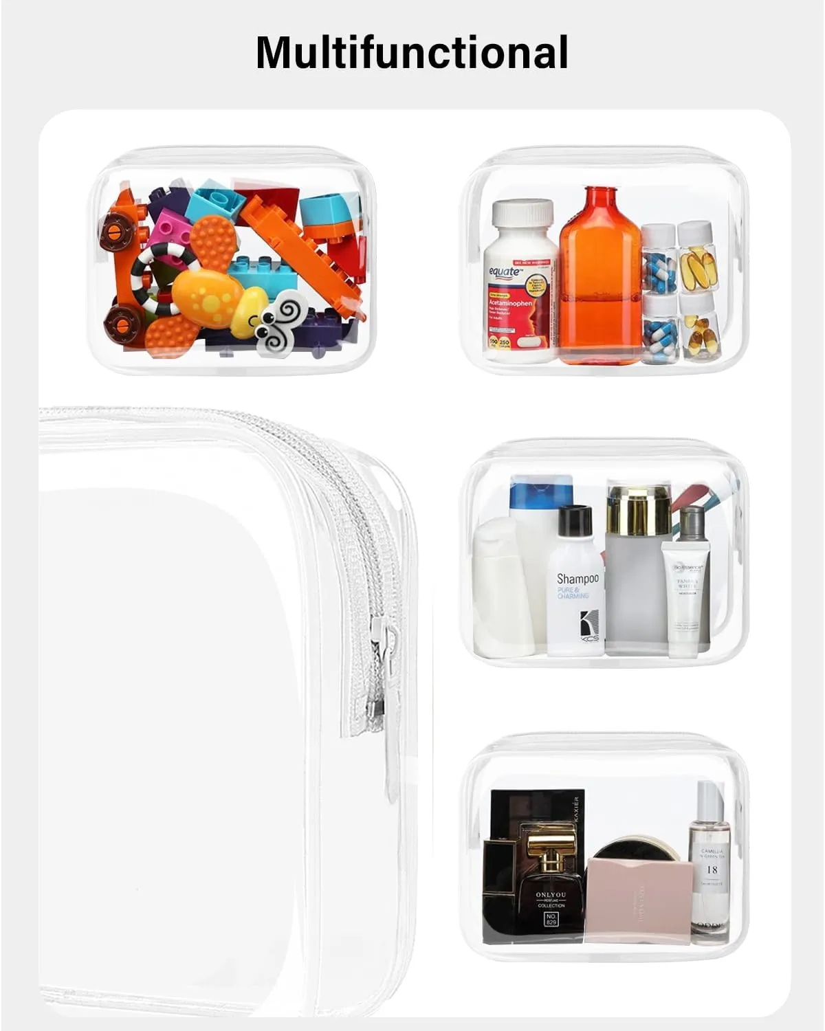 LETGO TSA Approved Toiletry Bag - Clear Makeup Bag Waterproof Quart Size Bag, Travel Makeup Cosmetic Bag for Women Travel Car Accessories Essentials for Men and Women (Clear-White)