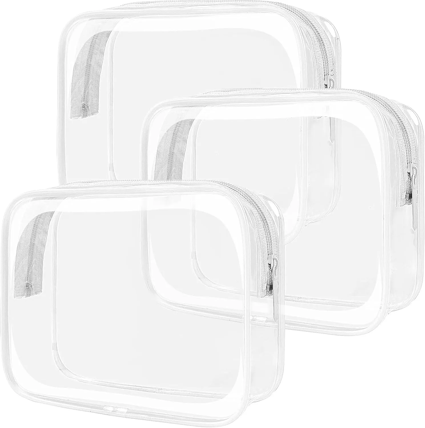 LETGO TSA Approved Toiletry Bag - Clear Makeup Bag Waterproof Quart Size Bag, Travel Makeup Cosmetic Bag for Women Travel Car Accessories Essentials for Men and Women (Clear-White)