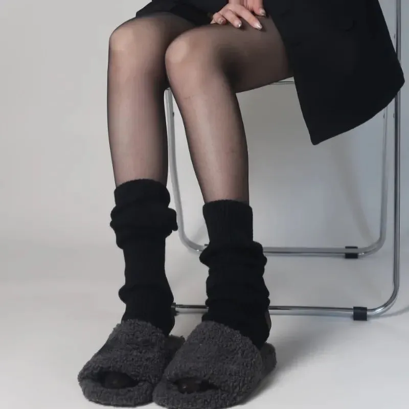 Lolita Knitted Leg Warmers - Hollowed Knee-High