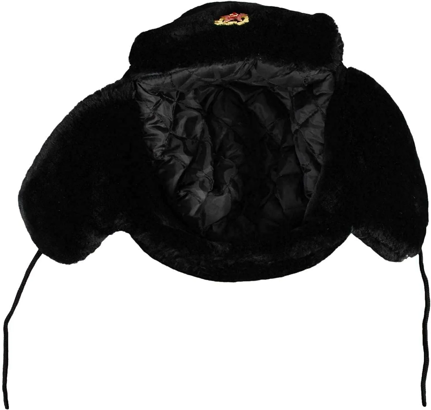 Loxdonz Ushanka Russian Military Hat with Ear Flaps and Soviet Badge, Trapper Ski Hat for Winter