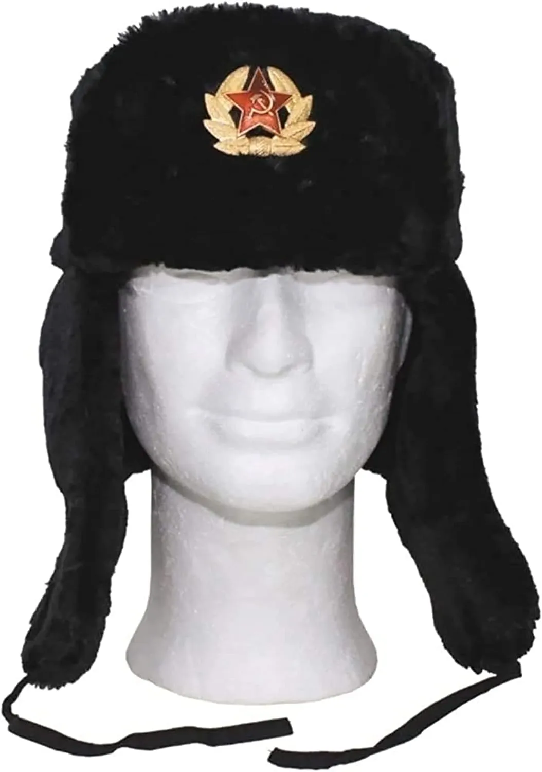 Loxdonz Ushanka Russian Military Hat with Ear Flaps and Soviet Badge, Trapper Ski Hat for Winter