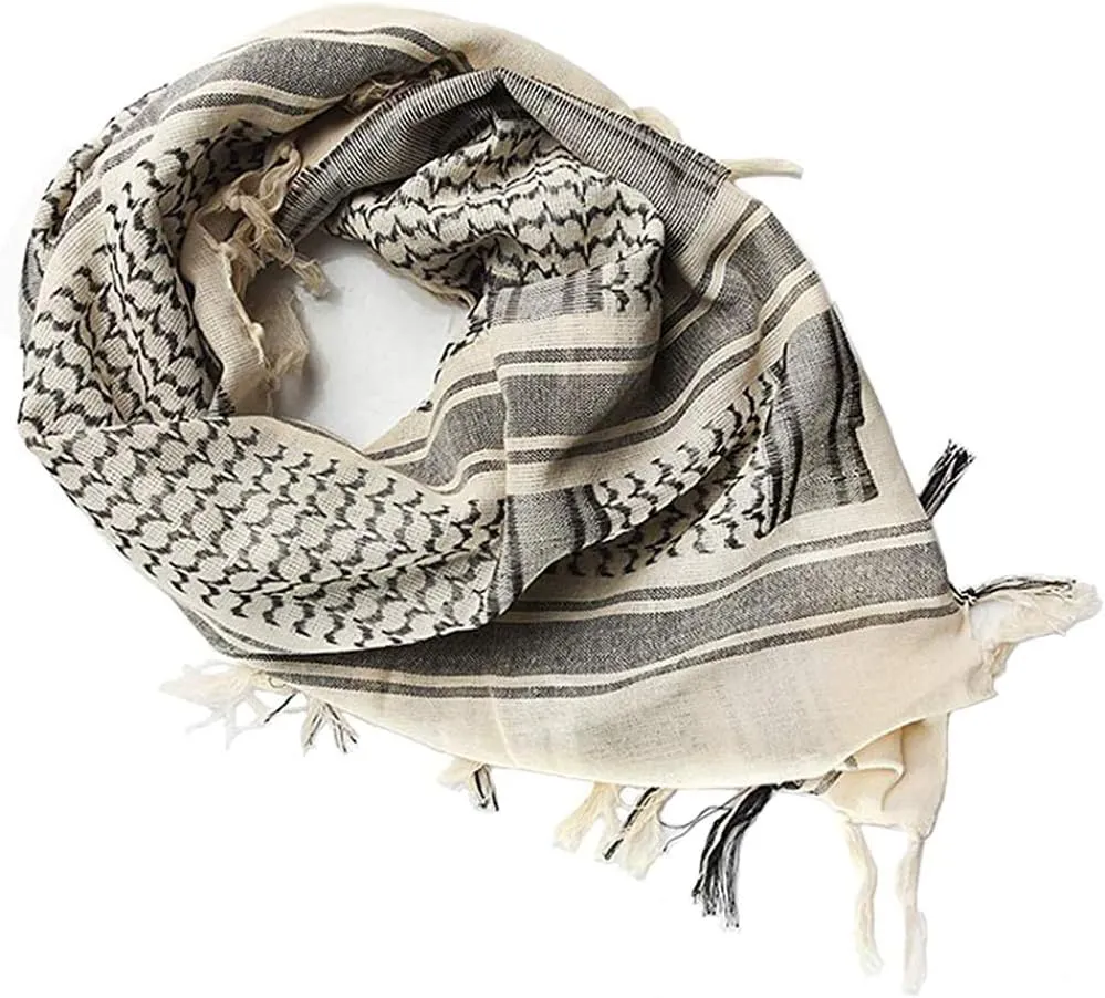 Luxns Military Shemagh Tactical Desert Scarf / 100% Cotton Keffiyeh Scarf Wrap for Men And Women