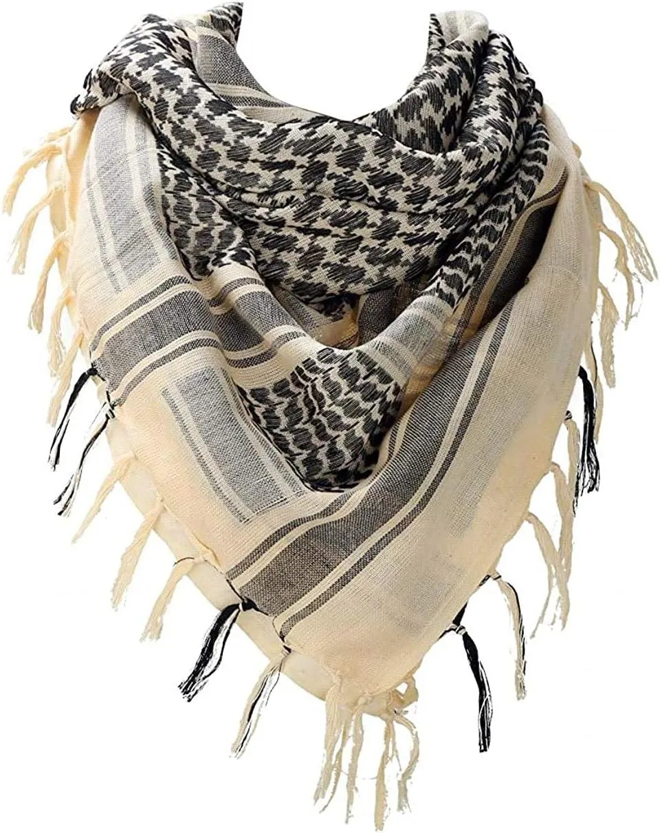 Luxns Military Shemagh Tactical Desert Scarf / 100% Cotton Keffiyeh Scarf Wrap for Men And Women