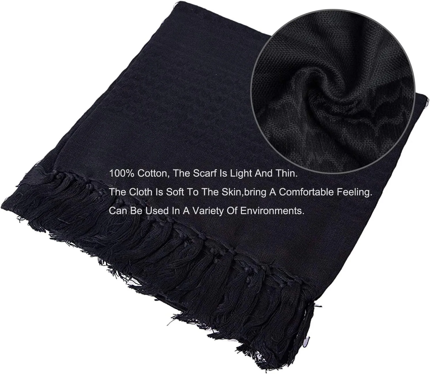 Luxns Military Shemagh Tactical Desert Scarf / 100% Cotton Keffiyeh Scarf Wrap for Men And Women