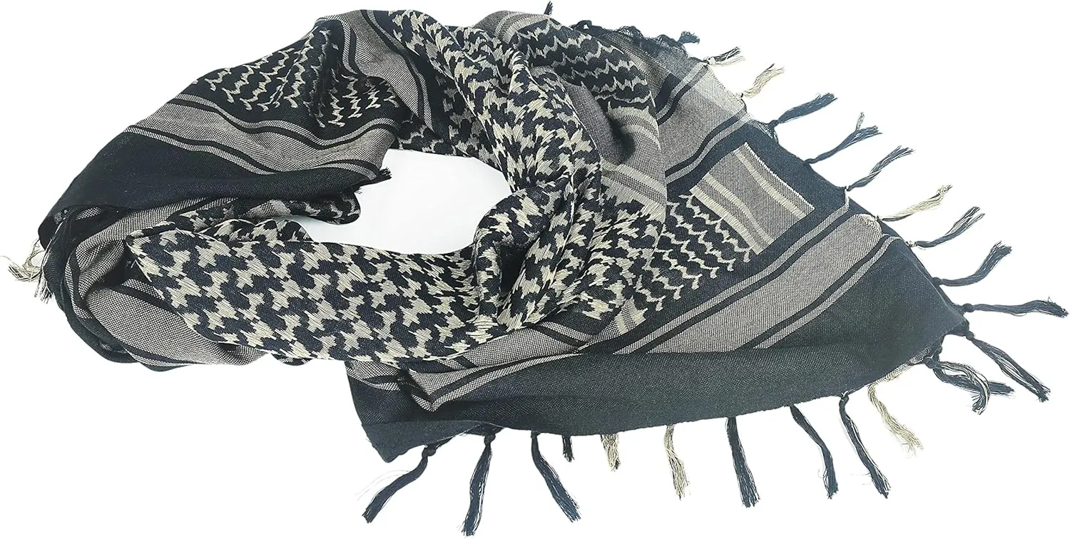 Luxns Military Shemagh Tactical Desert Scarf / 100% Cotton Keffiyeh Scarf Wrap for Men And Women
