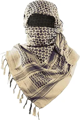 Luxns Military Shemagh Tactical Desert Scarf / 100% Cotton Keffiyeh Scarf Wrap for Men And Women