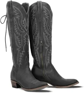 MissHeel Over the Knee Cowboy Boots for Women Adjustable Thigh High Cowgirl Boots