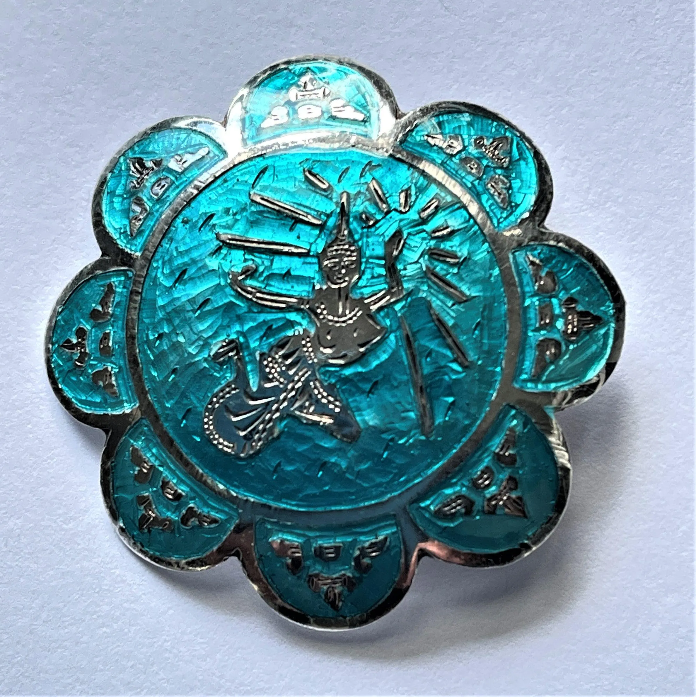 Niello Thai Silver Vintage Brooch