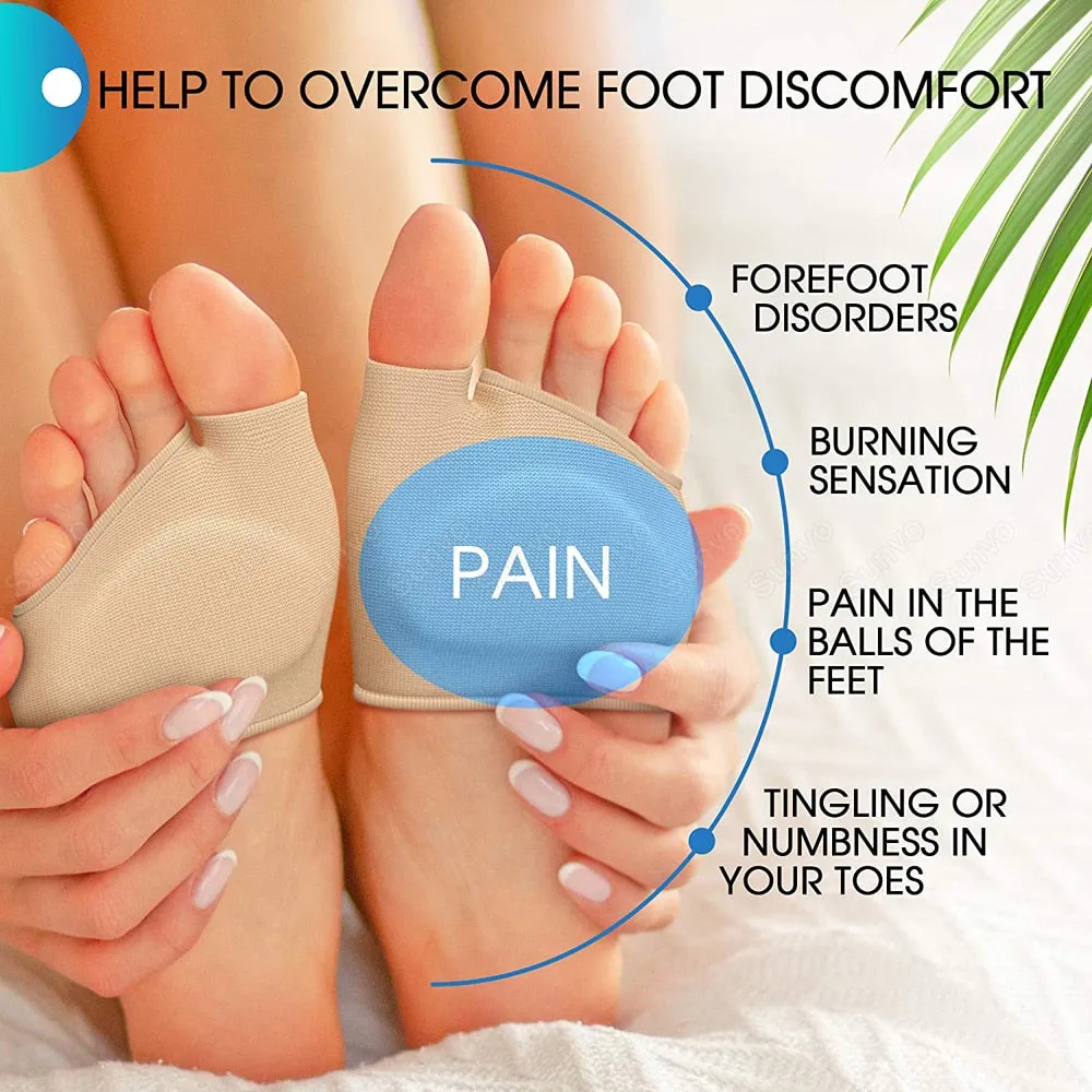 Non-Slip Silicone Metatarsal Forefoot Pads Heel Gel Insoles