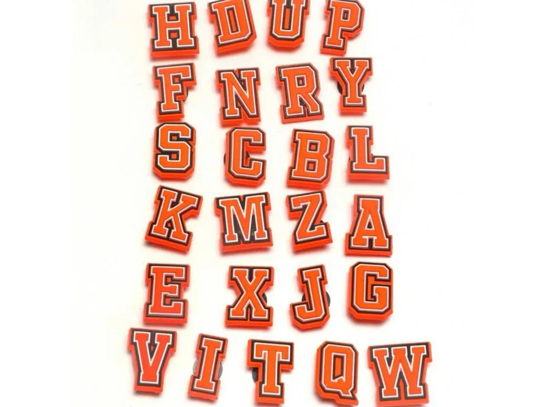 Orange Croc Letter Charms