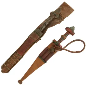 Original Set of Two Sudanese Mahdi Dervish Daggers with Leather Scabbards - c. 1885