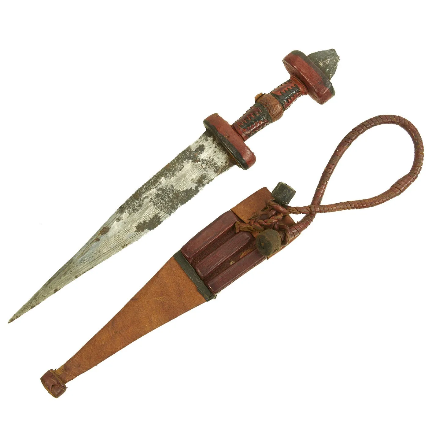 Original Set of Two Sudanese Mahdi Dervish Daggers with Leather Scabbards - c. 1885