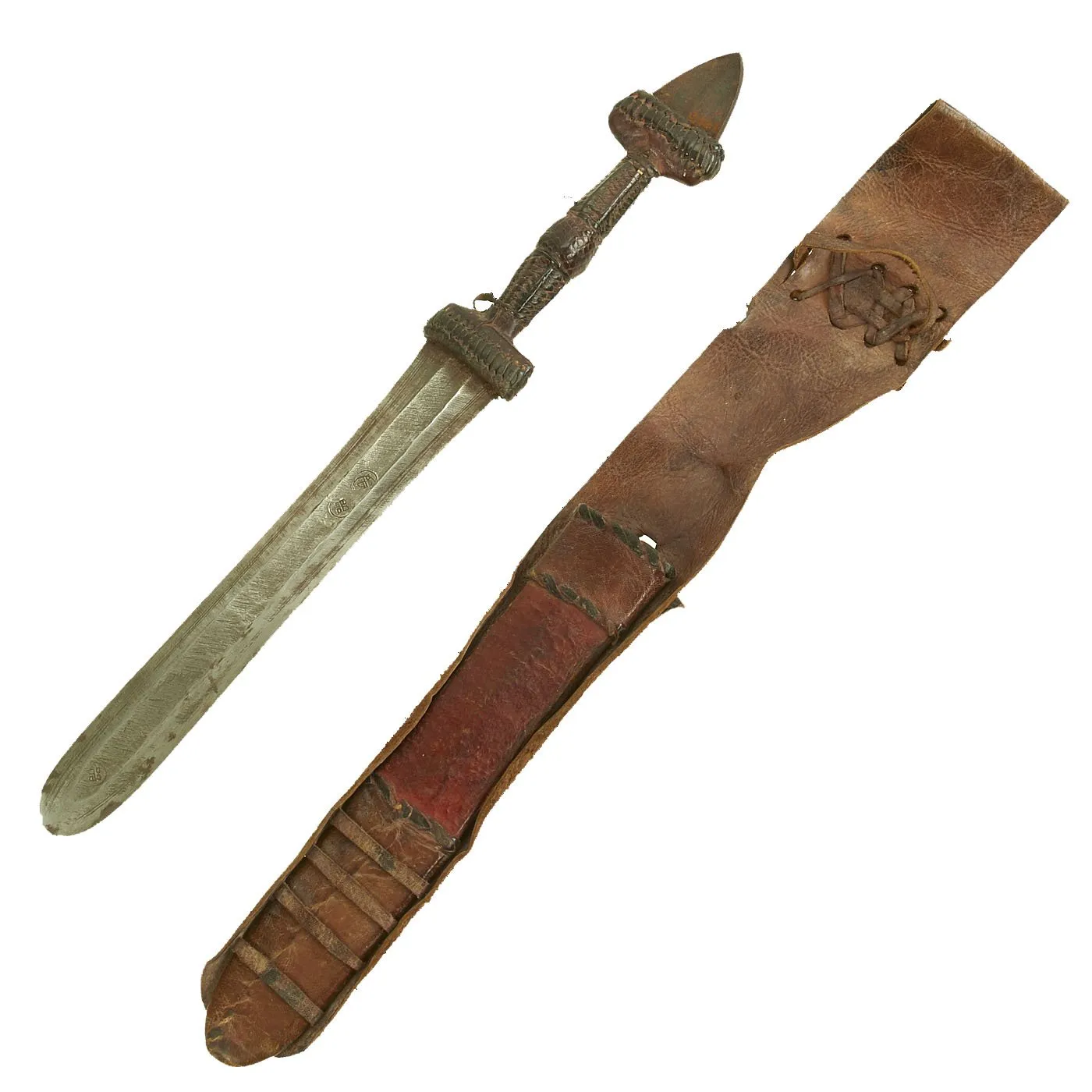 Original Set of Two Sudanese Mahdi Dervish Daggers with Leather Scabbards - c. 1885