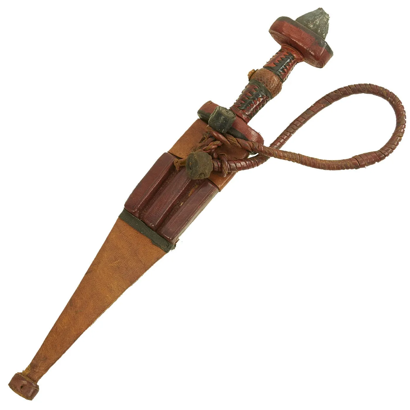 Original Set of Two Sudanese Mahdi Dervish Daggers with Leather Scabbards - c. 1885