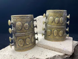 Pair Of Bronze Naga Cuffs - Headhunter Arm Ornaments