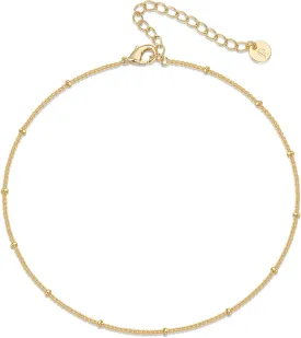 PAVOI 14K-18K Gold Plated Charm Link Flat Gold Anklets for Women | Beaded Marina Link Mariner Paperclip Snake Chain Jewelry Anklets