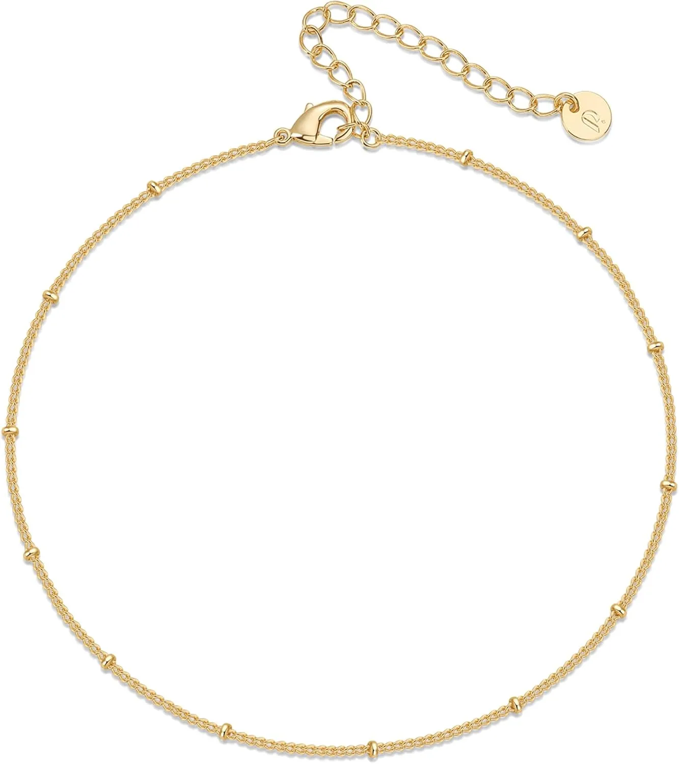 PAVOI 14K-18K Gold Plated Charm Link Flat Gold Anklets for Women | Beaded Marina Link Mariner Paperclip Snake Chain Jewelry Anklets