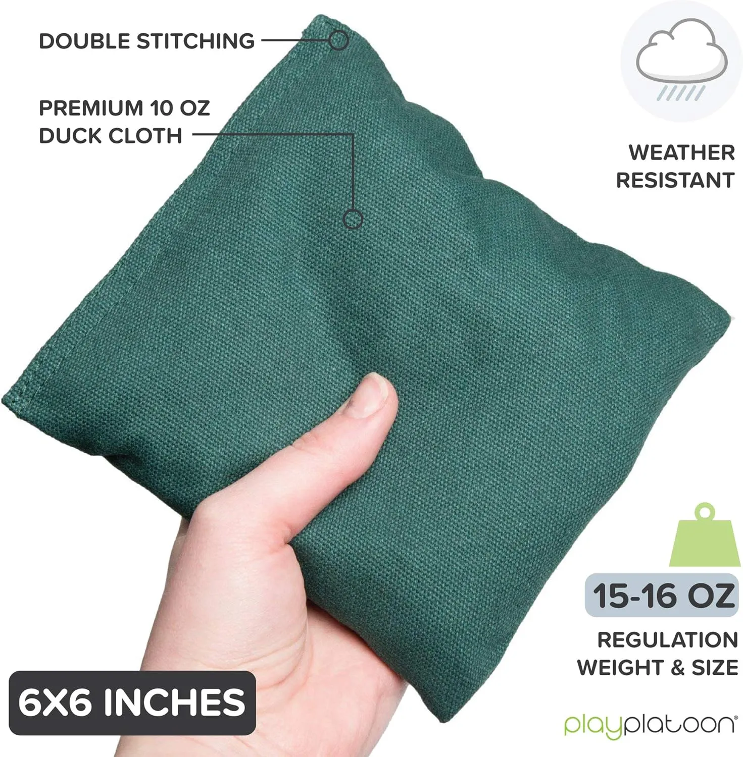 Play Platoon Premium Weather Resistant Duckcloth Cornhole Bags - Set of 8 Bean Bags for Corn Hole Game - Regulation Size & Weight