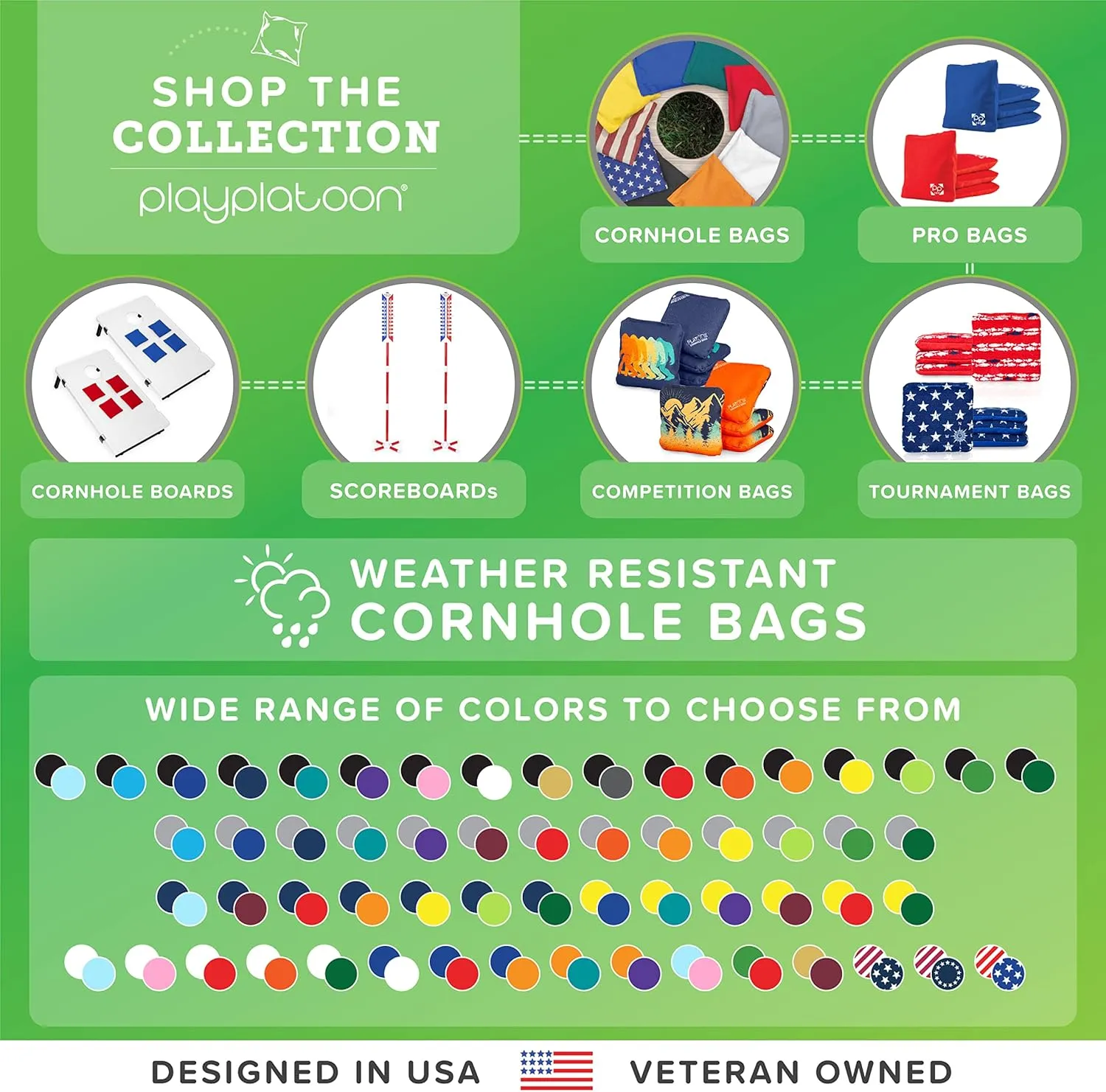Play Platoon Premium Weather Resistant Duckcloth Cornhole Bags - Set of 8 Bean Bags for Corn Hole Game - Regulation Size & Weight