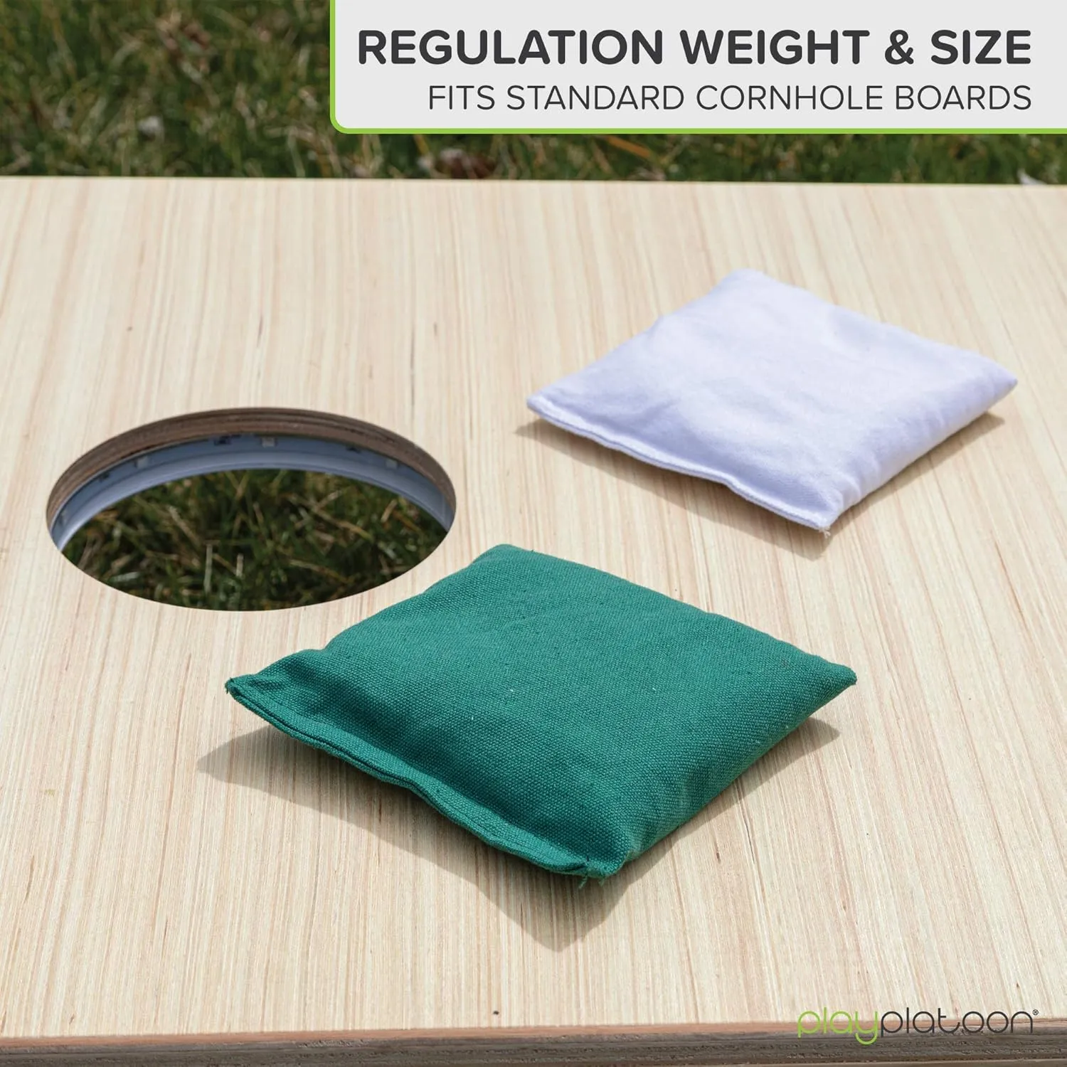 Play Platoon Premium Weather Resistant Duckcloth Cornhole Bags - Set of 8 Bean Bags for Corn Hole Game - Regulation Size & Weight