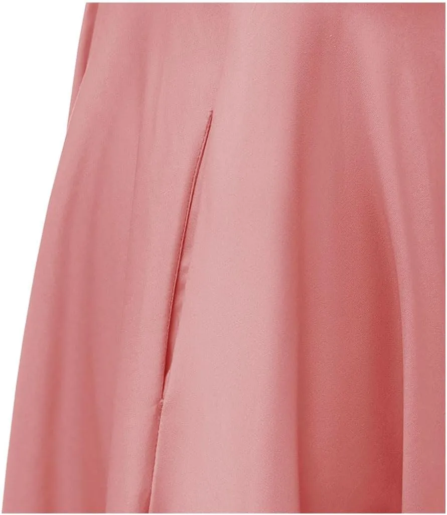 PUKAVT Women's 1950 Boatneck Cap Sleeve Vintage Swing Cocktail Party Dress with Pockets