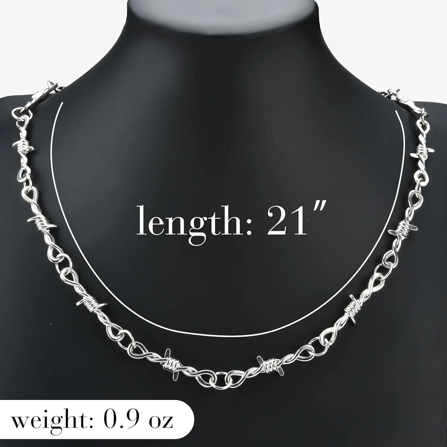 Punk Gothic Thorns Metal Barbed Wire Chain Necklace Bracelet Silver Jewelry for Men Women
