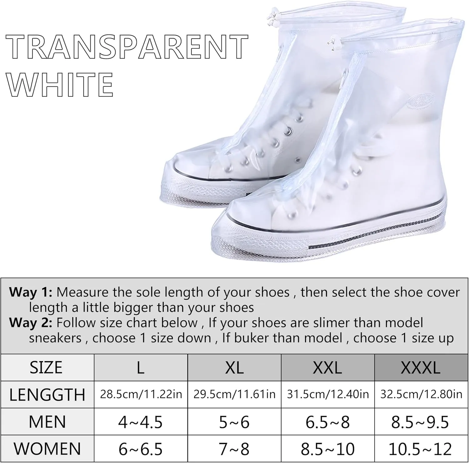 Rain Shoe Covers- Waterproof Sand Control Non-Slip Overshoes Covers Women Men Kids Outdoor Foldable Reusable PVC Rubber Sole Medium Top Shoe Covers