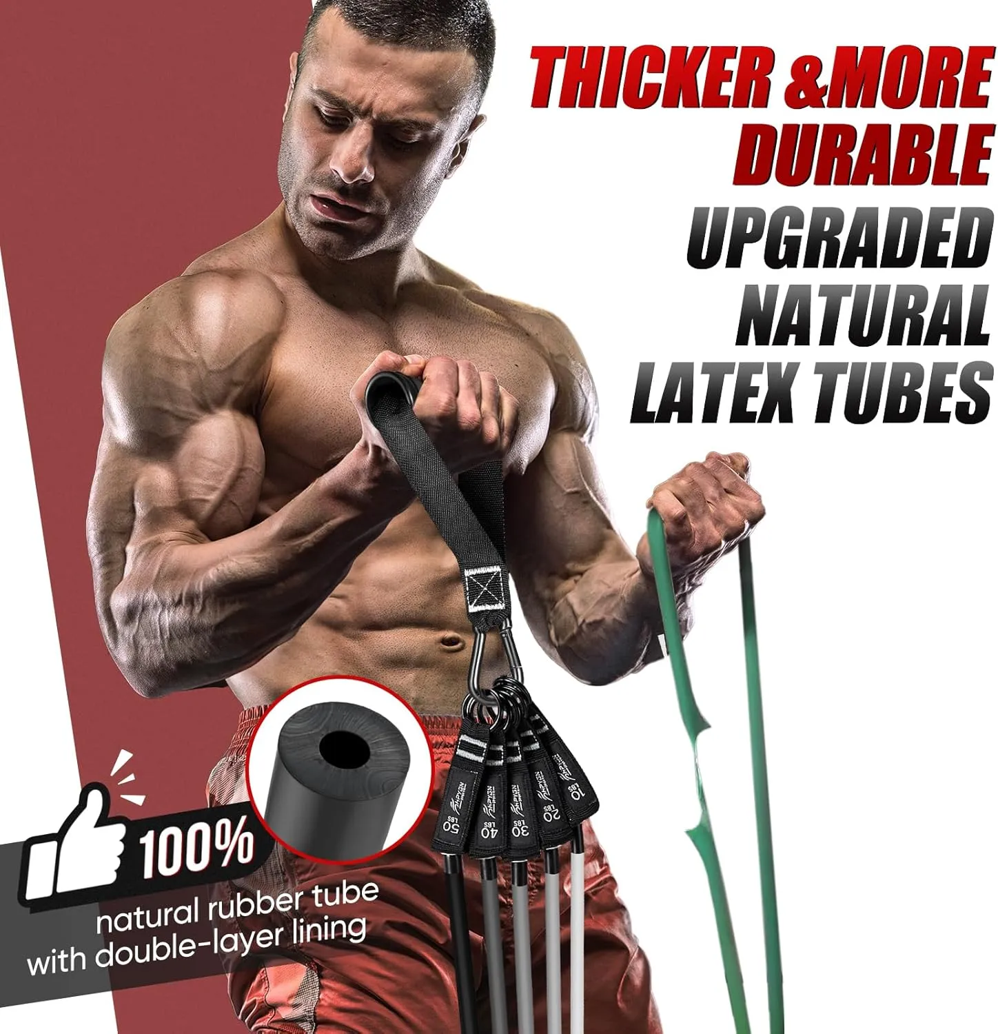 Resistance Bands, Exercise Bands for Working Out, Workout Bands Men, Fitness Bands Set with Handles, Door Anchor, Home Gym Equipment for Musle Training, Physical Therapy, Strength Training, Shape Body