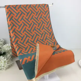 Reversible Winter Scarf | Orange & Teal