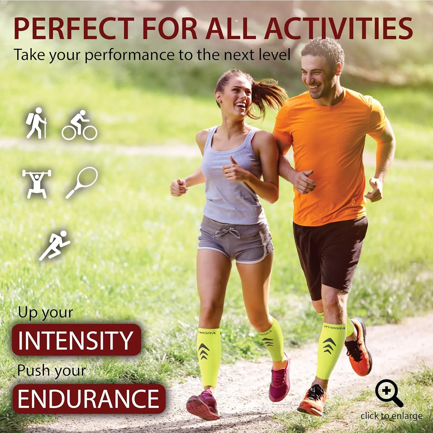 Rymora Calf Compression Sleeves Men Women - Leg Compression Sleeve Footless Socks - Shin Splint Relief Fitness Running