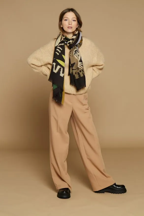 SCARF 100 FOLK BLACK