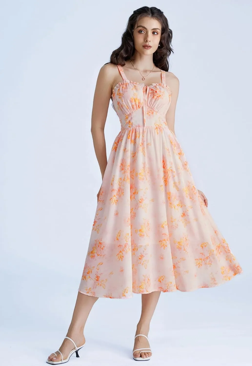 Scarlet Darkness Summer Dresses for Women 2025 Floral Corset Dress Long Milkmaid Dress