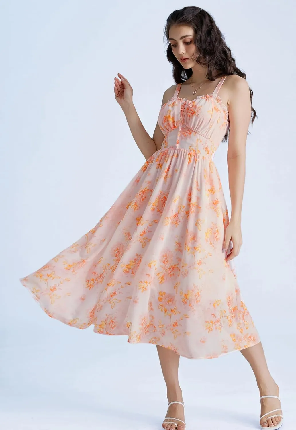 Scarlet Darkness Summer Dresses for Women 2025 Floral Corset Dress Long Milkmaid Dress