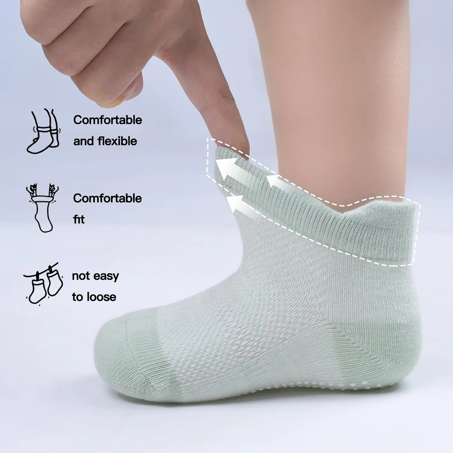 SkiBeaut Toddler Socks with Grips - Non-Slip Kids Socks, 12 Pairs for Age 0-7