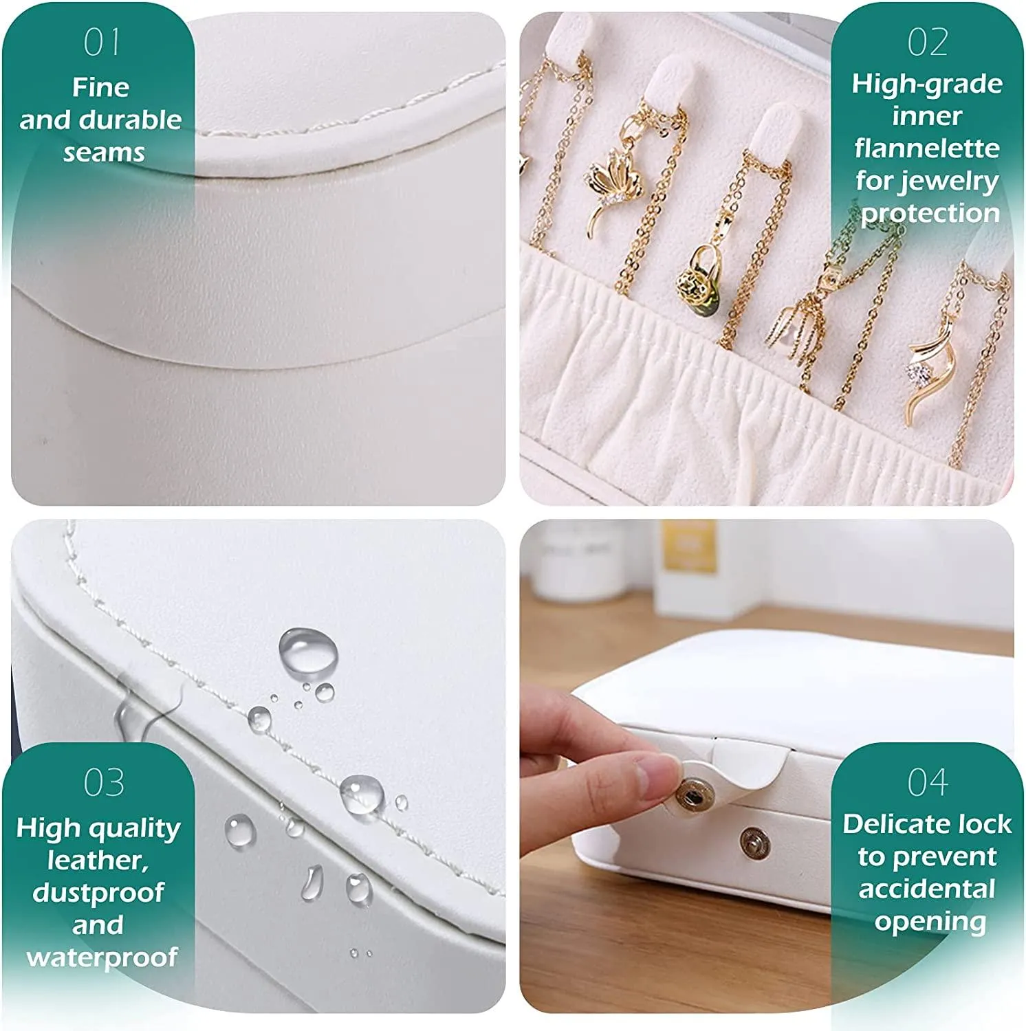Small Travel Jewelry Box Organizer, Small Travel PU Leather Jewellery Storage Case for Rings Bracelets Earrings Necklaces Girls Women Her Mom White