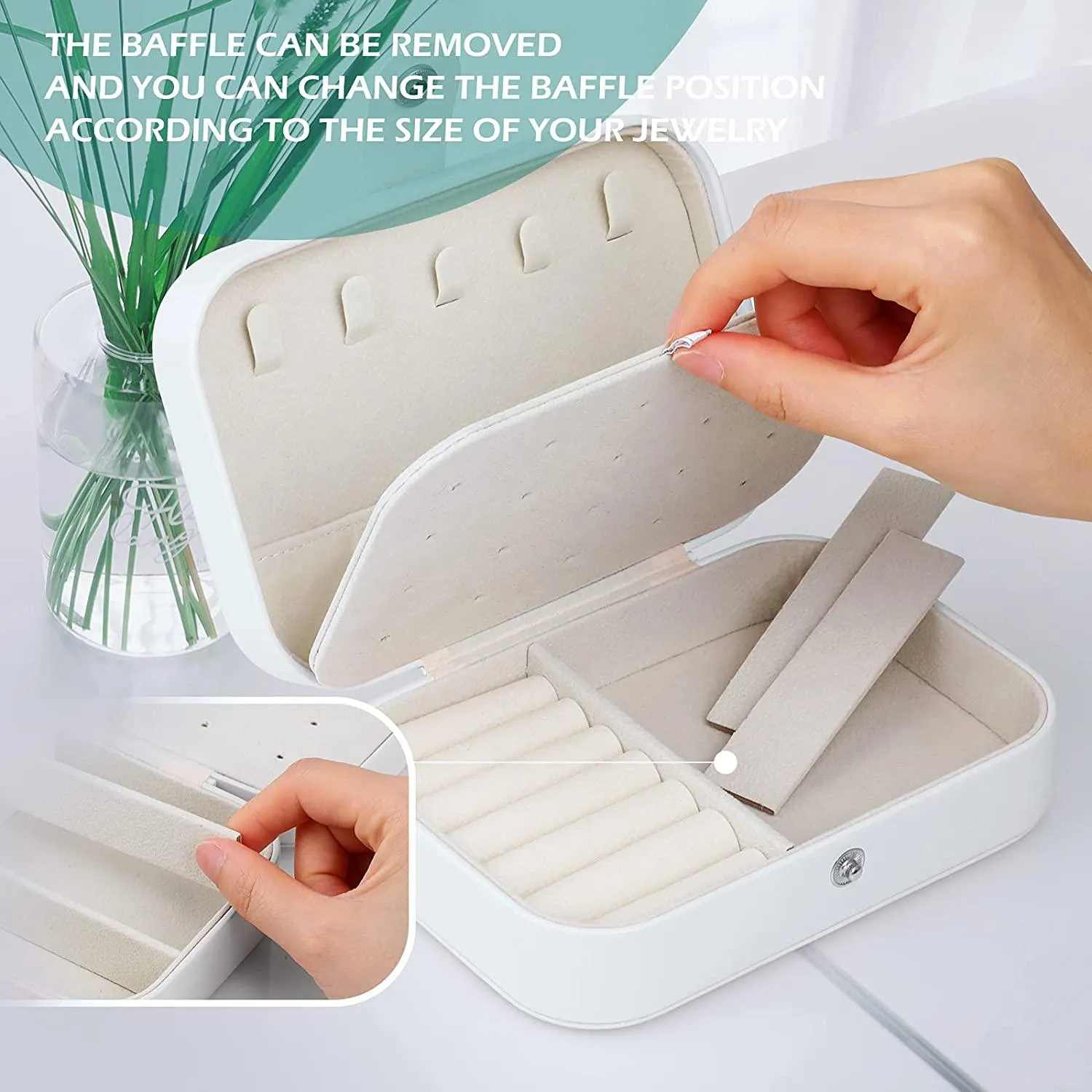 Small Travel Jewelry Box Organizer, Small Travel PU Leather Jewellery Storage Case for Rings Bracelets Earrings Necklaces Girls Women Her Mom White