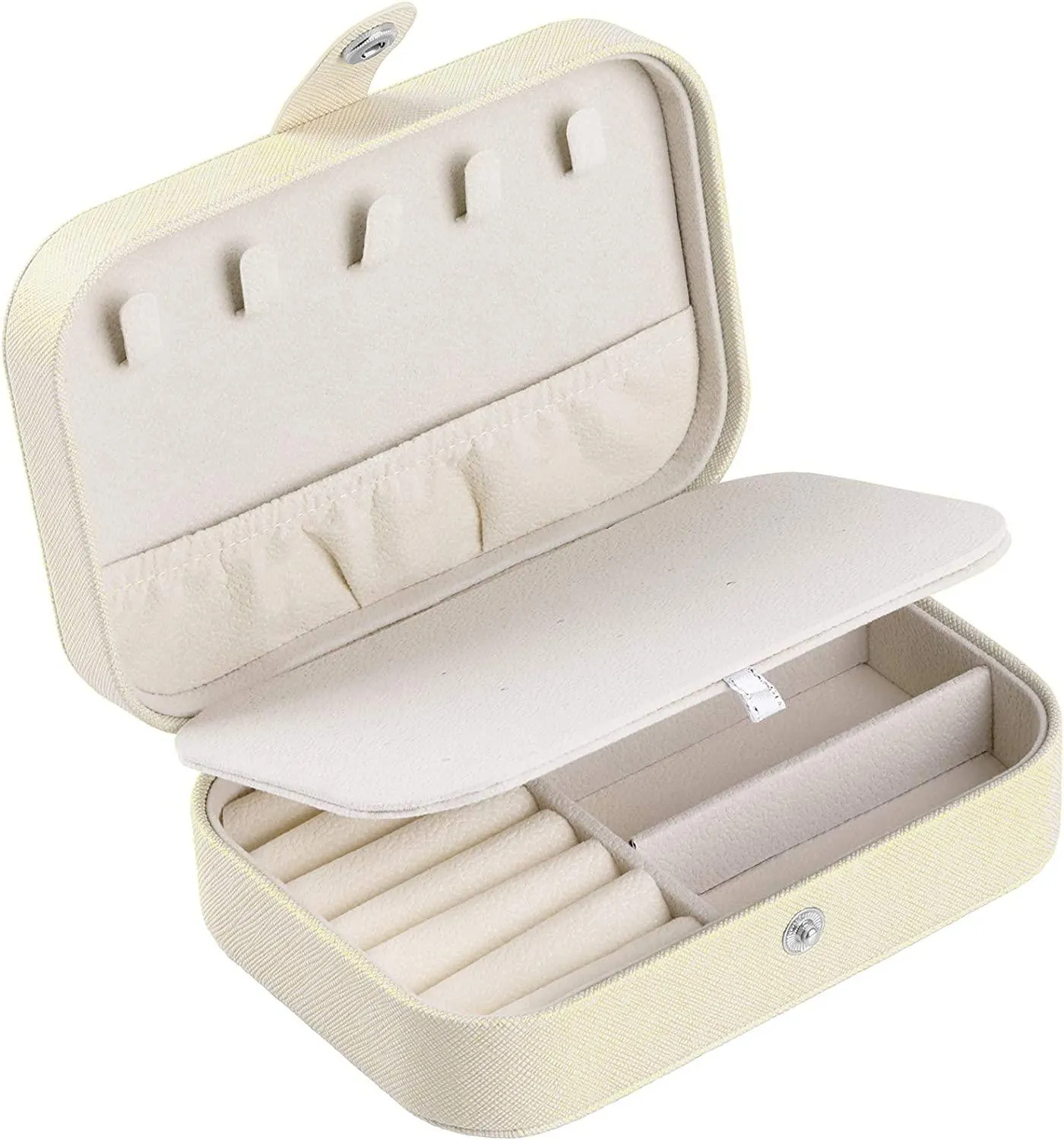 Small Travel Jewelry Box Organizer, Small Travel PU Leather Jewellery Storage Case for Rings Bracelets Earrings Necklaces Girls Women Her Mom White