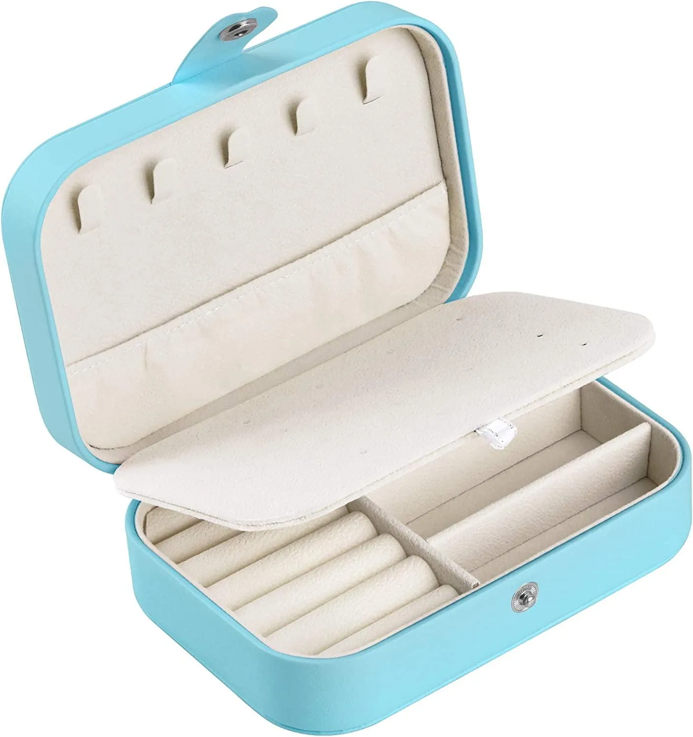 Small Travel Jewelry Box Organizer, Small Travel PU Leather Jewellery Storage Case for Rings Bracelets Earrings Necklaces Girls Women Her Mom White