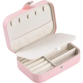 Small Travel Jewelry Box Organizer, Small Travel PU Leather Jewellery Storage Case for Rings Bracelets Earrings Necklaces Girls Women Her Mom White
